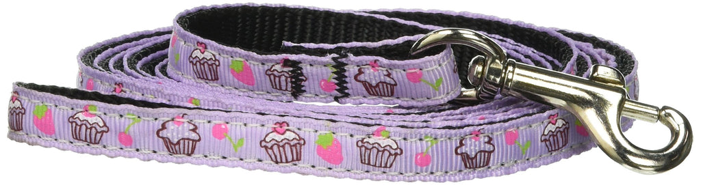 [Australia] - Mirage Pet Products Cupcakes Nylon Ribbon Leash for Pets, 3/8-Inch by 6-Feet, Purple 