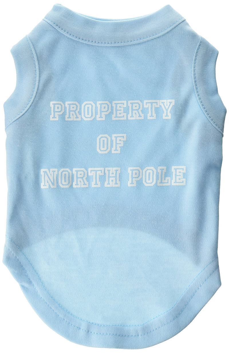 [Australia] - Mirage Pet Products 10-Inch Property of North Pole Screen Print Shirts for Pets, Small, Baby Blue 