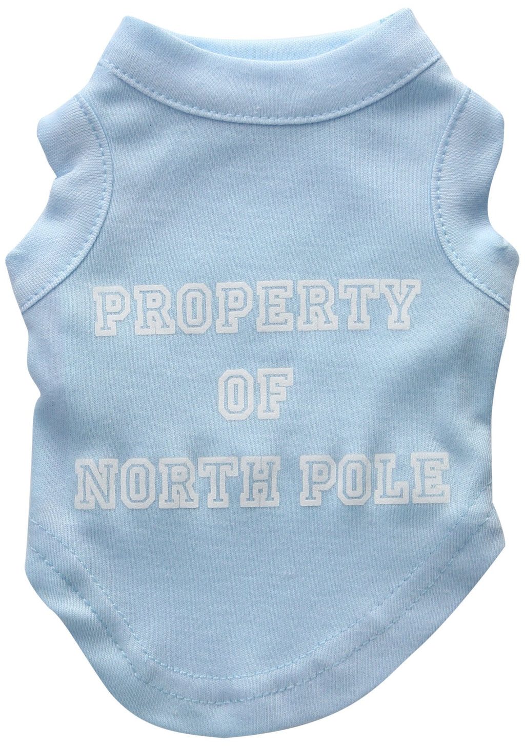 [Australia] - Mirage Pet Products 8-Inch Property of North Pole Screen Print Shirts for Pets, X-Small, Baby Blue 