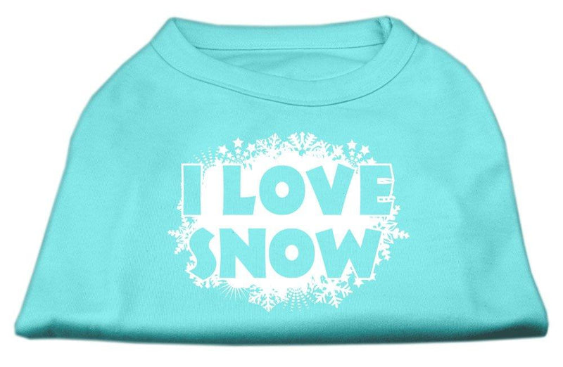 [Australia] - Mirage Pet Products 16-Inch I Love Snow Screenprint Shirts for Pets, X-Large, Baby Blue 