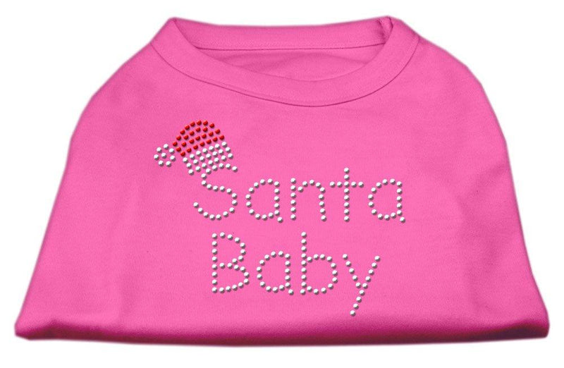 [Australia] - Mirage Pet Products 10-Inch Santa Baby Rhinestone Print Shirt for Pets, Small, Bright Pink 