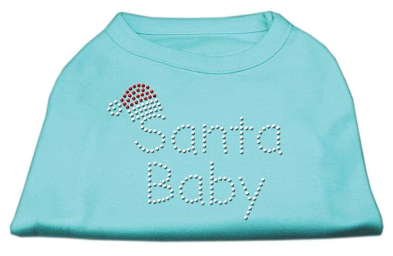 [Australia] - Mirage Pet Products 16-Inch Santa Baby Rhinestone Print Shirt for Pets, X-Large, Aqua 