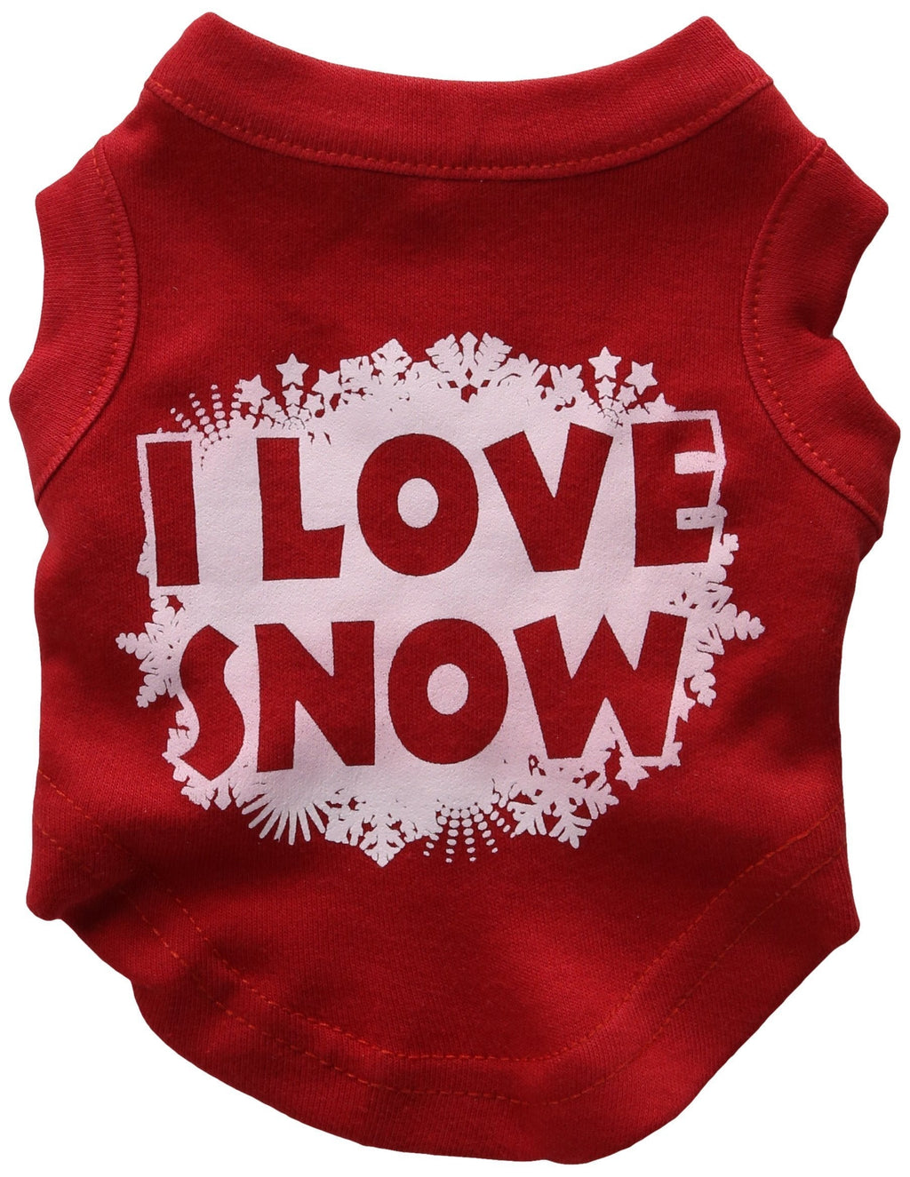 [Australia] - Mirage Pet Products 8-Inch I Love Snow Screenprint Shirts for Pets, X-Small, Red 