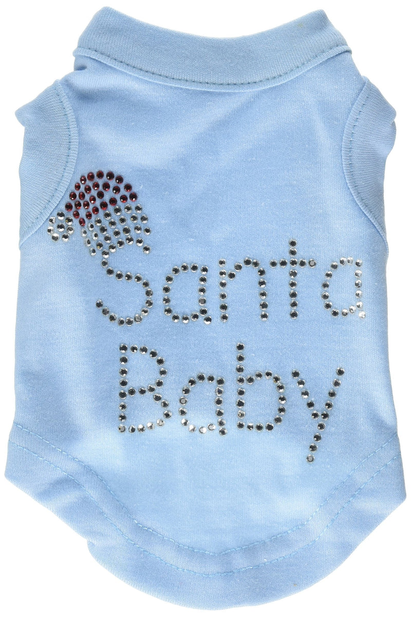 [Australia] - Mirage Pet Products 8-Inch Santa Baby Rhinestone Print Shirt for Pets, X-Small, Baby Blue 