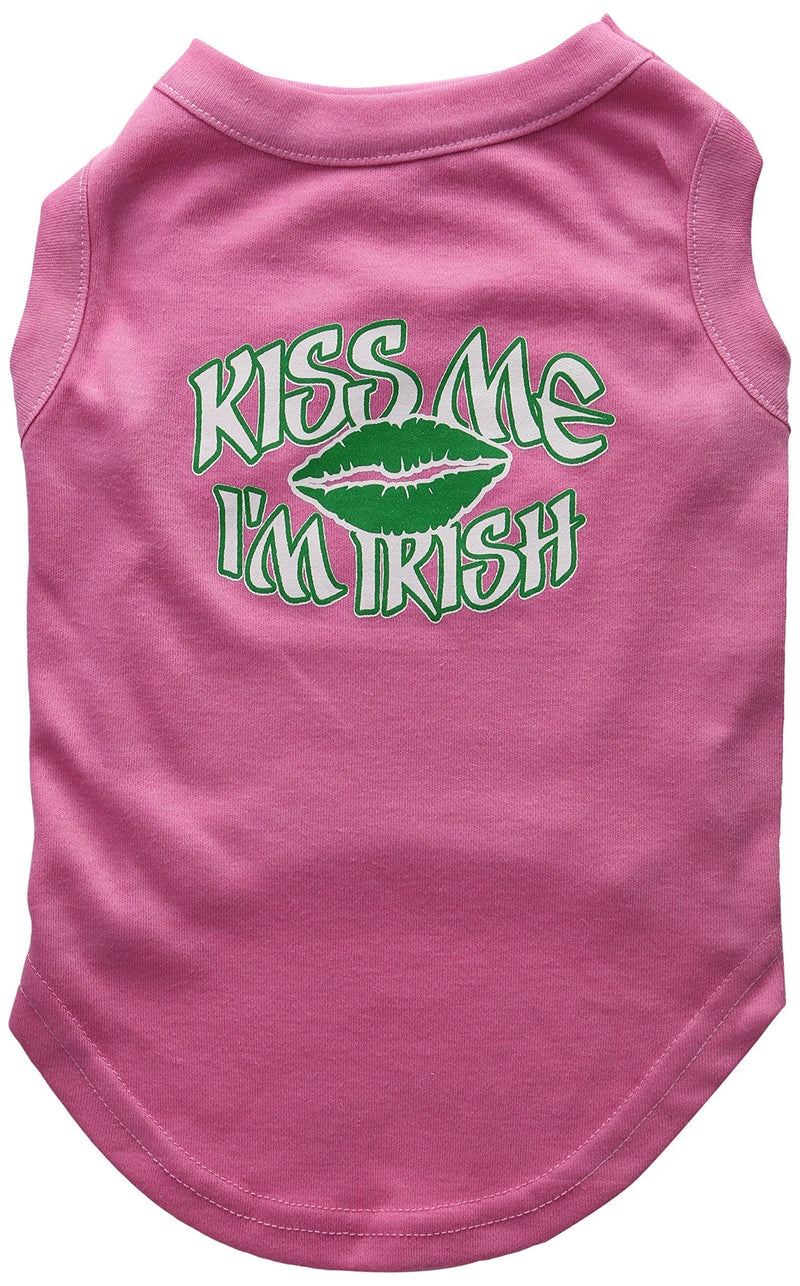 [Australia] - Mirage Pet Products 14-Inch Kiss Me I'm Irish Screen Print Shirt for Pets, Large, Bright Pink 