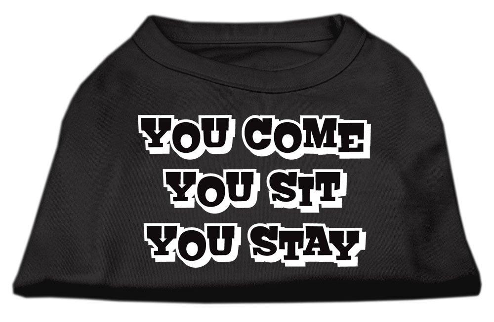 [Australia] - Mirage Pet Products 8-Inch You Come/You Sit/You Stay Screen Print Shirts for Pets, X-Small, Black 