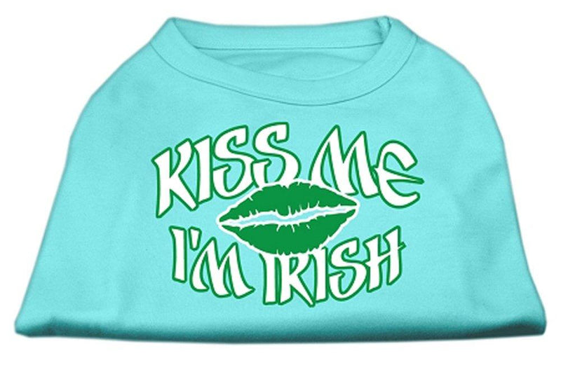 [Australia] - Mirage Pet Products 16-Inch Kiss Me I'm Irish Screen Print Shirt for Pets, X-Large, Aqua 