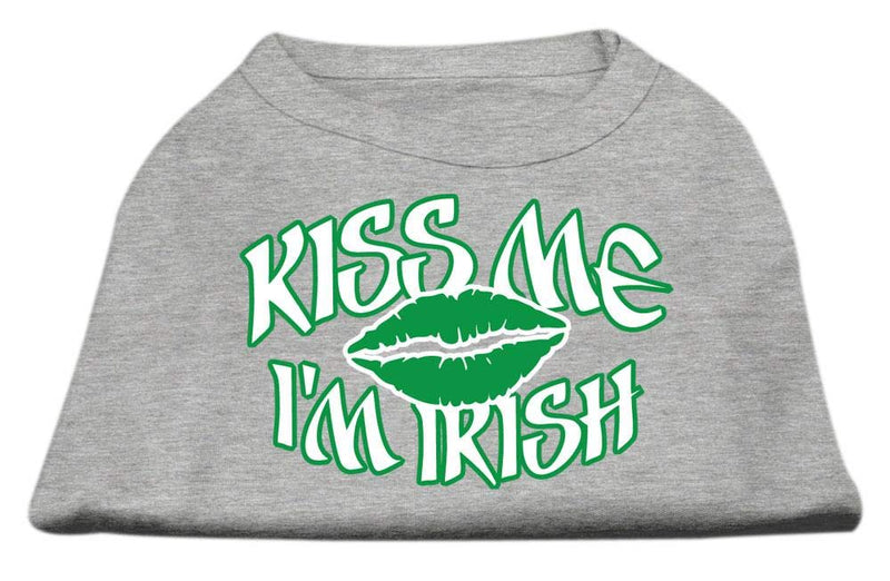 Mirage Pet Products 16-Inch Kiss Me I'm Irish Screen Print Shirt for Pets, X-Large, Grey - PawsPlanet Australia