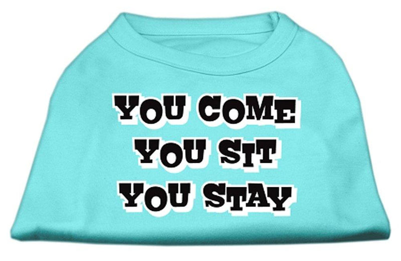 [Australia] - Mirage Pet Products 18-Inch You Come/You Sit/You Stay Screen Print Shirts for Pets, XX-Large, Aqua 