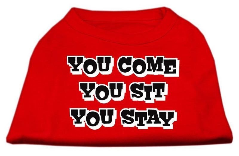 [Australia] - Mirage Pet Products 20-Inch You Come/You Sit/You Stay Screen Print Shirts for Pets, 3X-Large, Red 