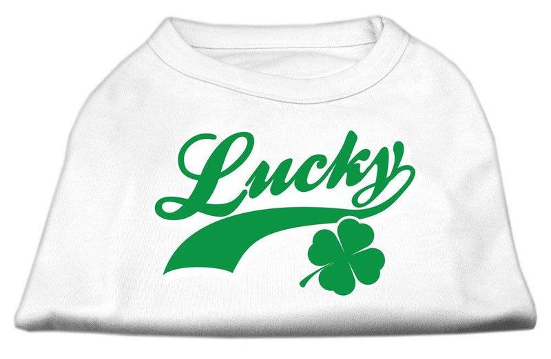 [Australia] - Mirage Pet Products 8-Inch Lucky Swoosh Screen Print Shirt for Pets, X-Small, White 