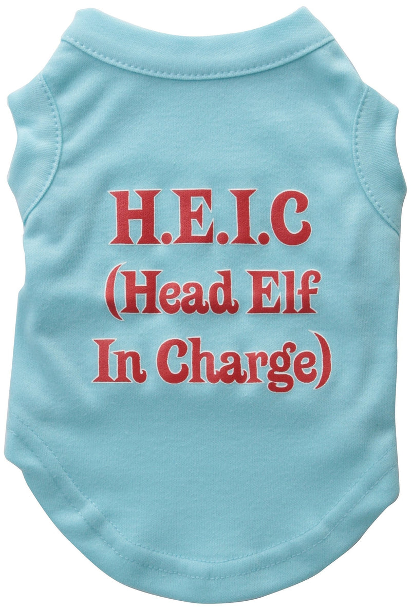 [Australia] - Mirage Pet Products 10-Inch Head Elf in-Charge Screen Print Shirts for Pets, Small, Aqua 
