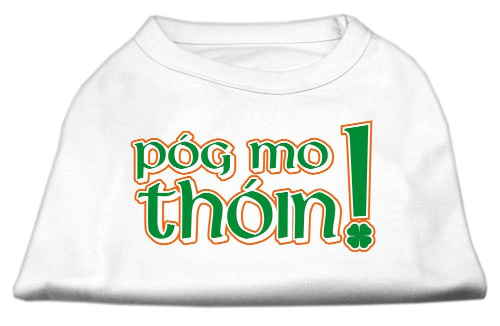 [Australia] - Mirage Pet Products 14-Inch Pog Mo Thoin Screen Print Shirt for Pets, Large, White 