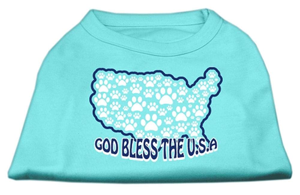 [Australia] - Mirage Pet Products 14-Inch God Bless USA Screen Print Shirts for Pets, Large, Aqua 