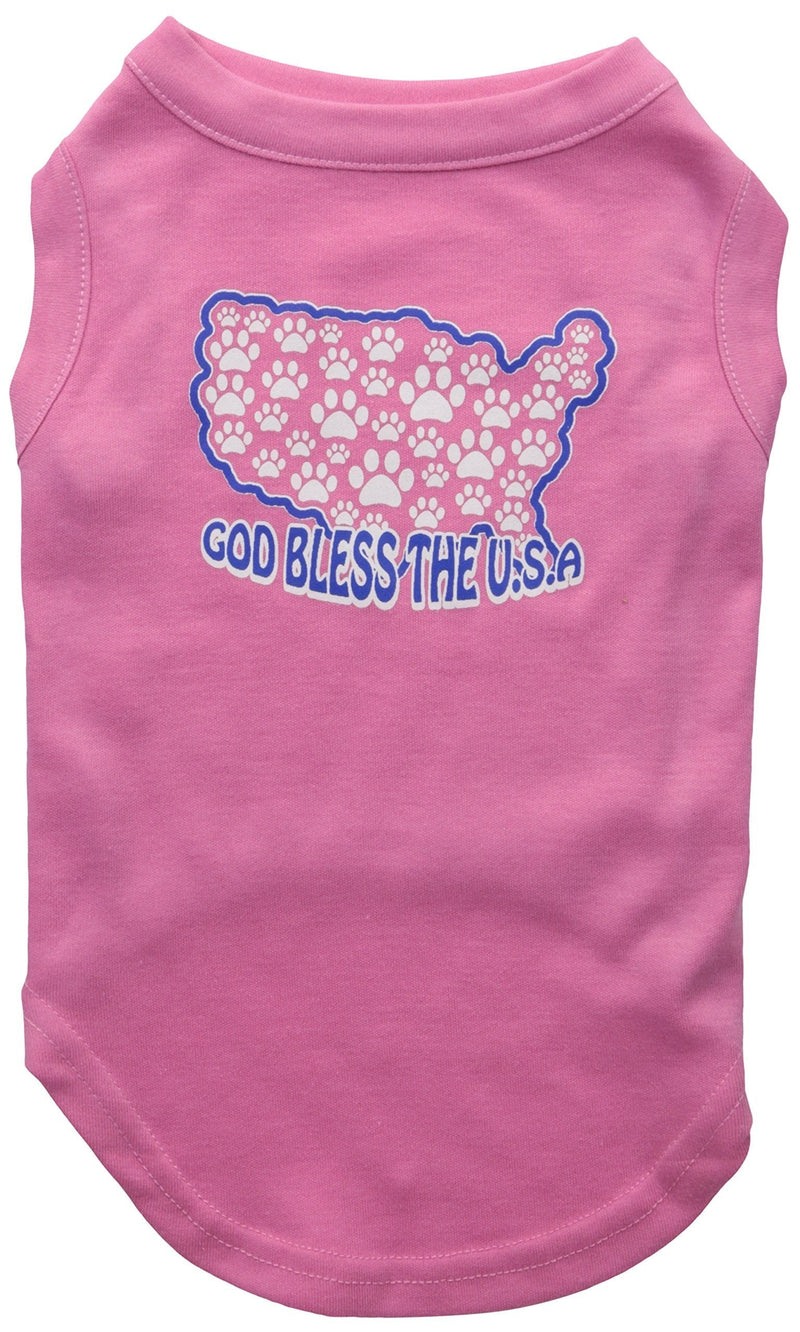 [Australia] - Mirage Pet Products 14-Inch God Bless USA Screen Print Shirts for Pets, Large, Bright Pink 