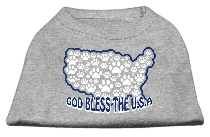 [Australia] - Mirage Pet Products 14-Inch God Bless USA Screen Print Shirts for Pets, Large, Grey 