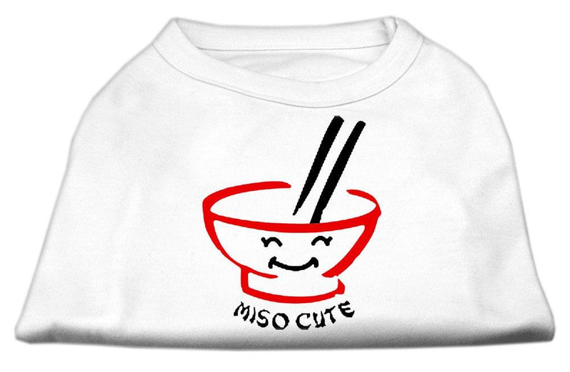 [Australia] - Mirage Pet Products 14-Inch Miso Cute Screen Print Shirts for Pets, Large, White 