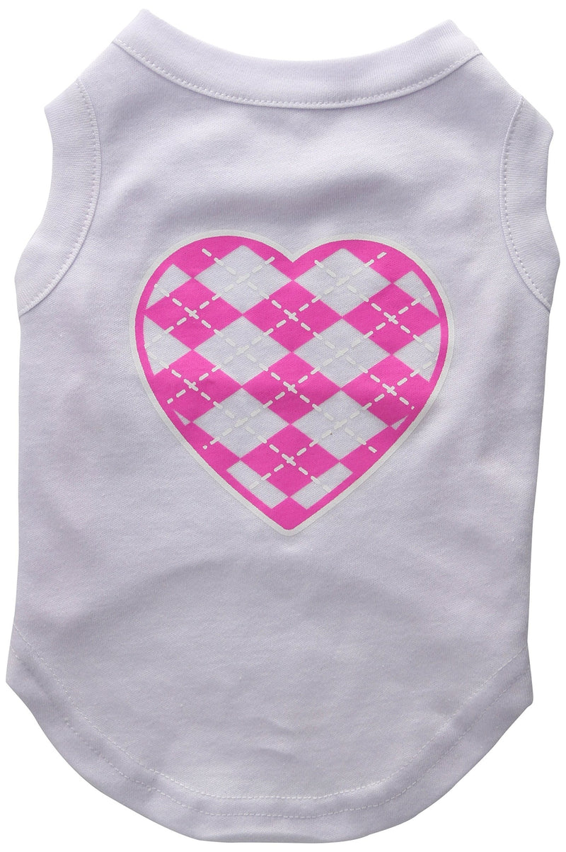 [Australia] - Mirage Pet Products Argyle Heart Pink Screen Print Shirt White M (12) Not Applicable 