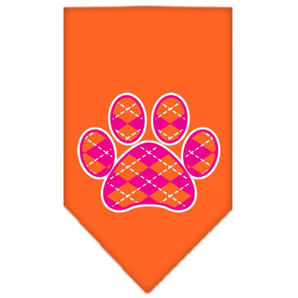 [Australia] - Mirage Pet Products Argyle Paw Pink Screen Print Bandana for Pets, Small, Orange 