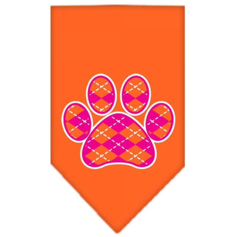 [Australia] - Mirage Pet Products Argyle Paw Pink Screen Print Bandana for Pets, Small, Orange 