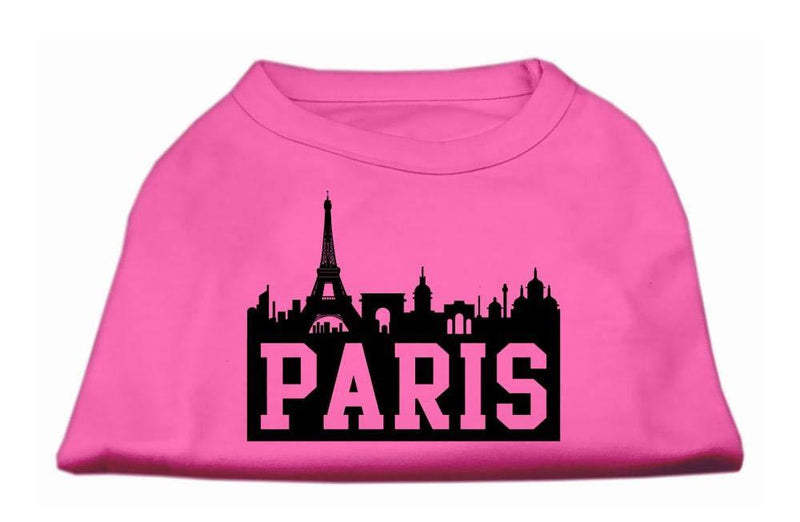 [Australia] - Mirage Pet Products 8-Inch Paris Skyline Screen Print Shirt for Pets, X-Small, Bright Pink 