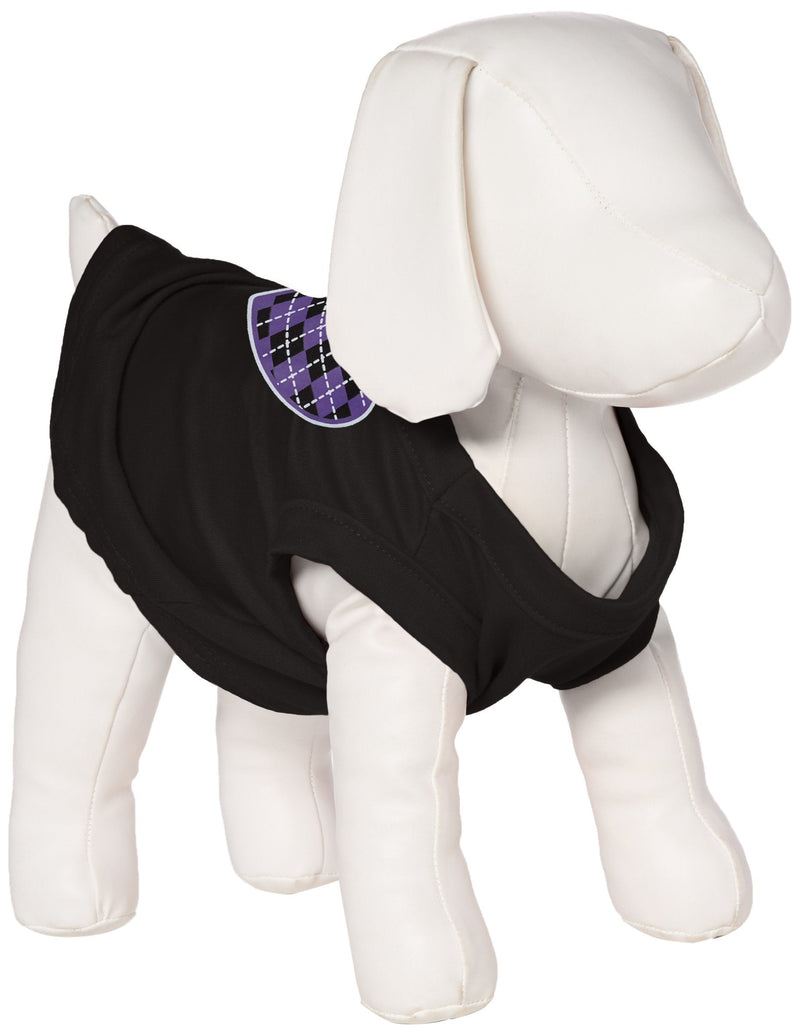 [Australia] - Mirage Pet Products Argyle Heart Purple Screen Print Shirt Black Med (12) 