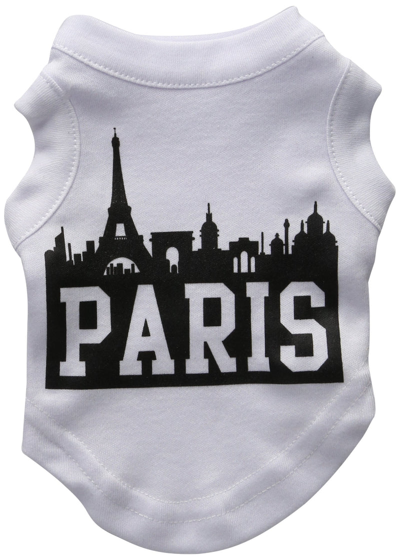 Mirage Pet Products 8-Inch Paris Skyline Screen Print Shirt for Pets, X-Small, White - PawsPlanet Australia