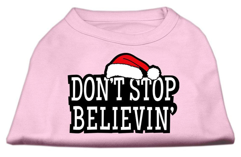 [Australia] - Mirage Pet Products 14-Inch Don't Stop Believin' Screenprint Shirts for Pets, Large, Light Pink 