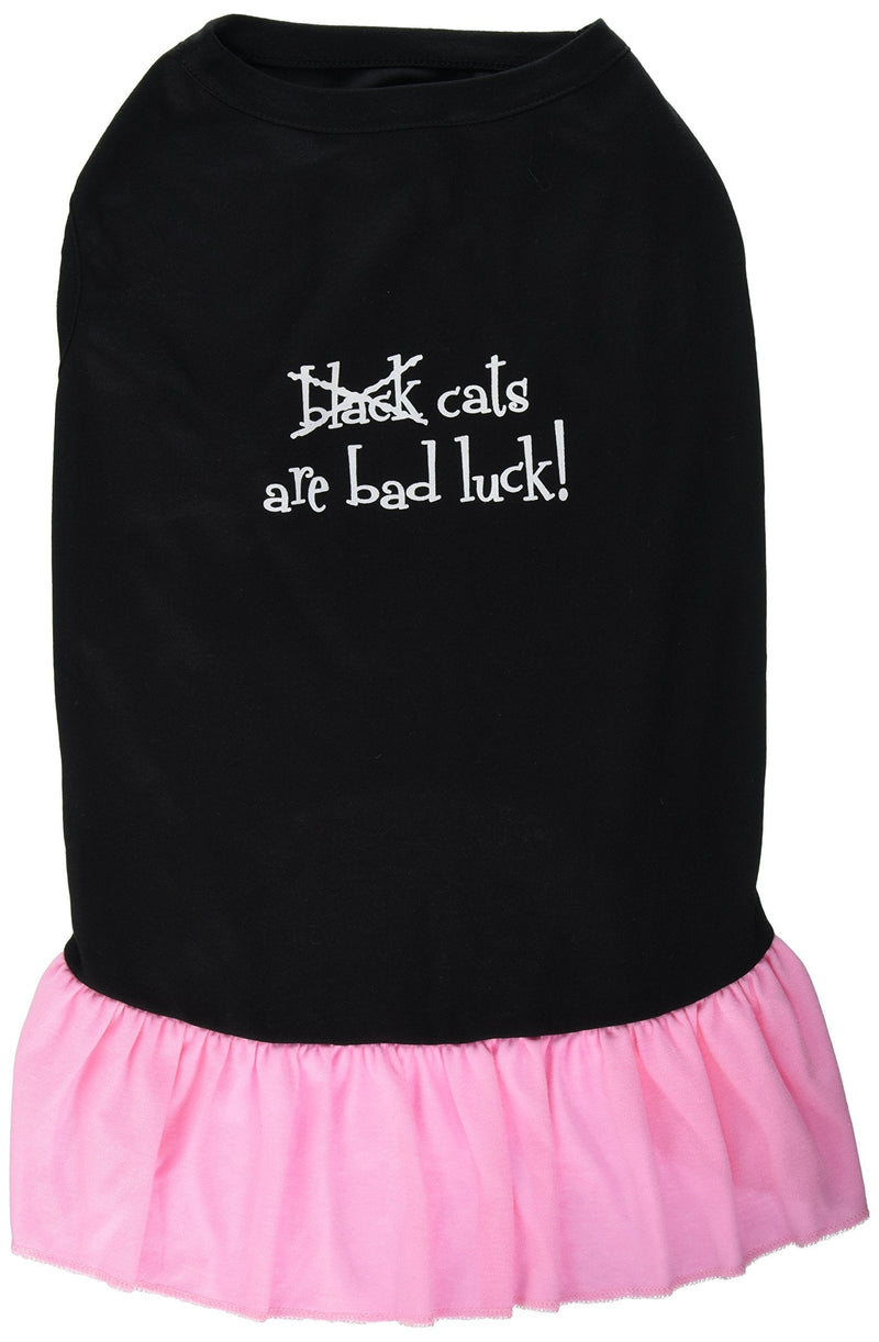 [Australia] - Mirage Pet Products 20-Inch Black Cats are Bad Luck Screen Print Dress 3X-Large Black with Pink 