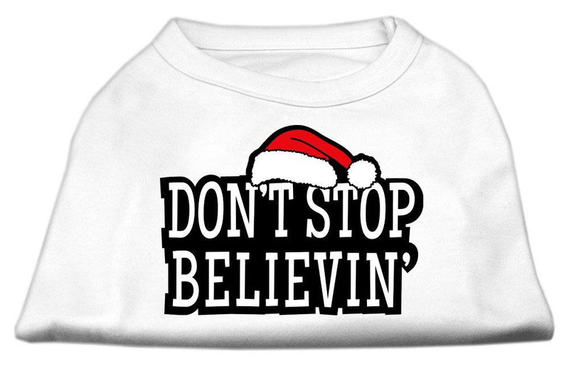 [Australia] - Mirage Pet Products 10-Inch Don't Stop Believin' Screenprint Shirts for Pets, Small, White 