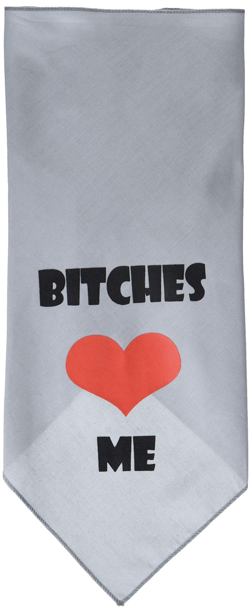 [Australia] - Mirage Pet Products Bitches Love Me Screen Print Bandana for Pets, Large, Grey 