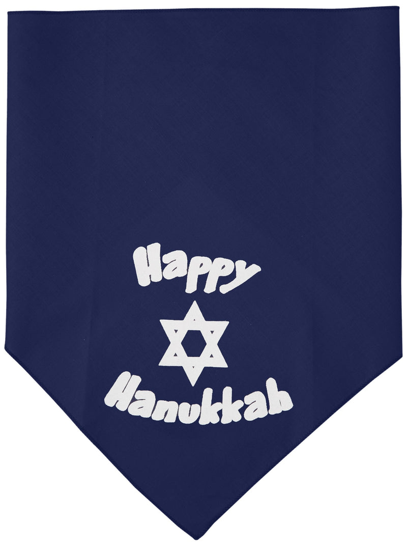 [Australia] - Mirage Pet Products Happy Hanukkah Screen Print Bandana for Pets, Large, Navy Blue 