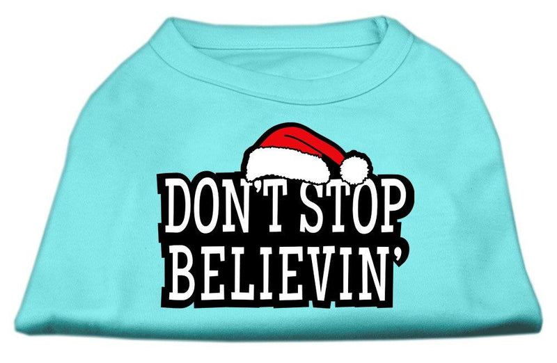 [Australia] - Mirage Pet Products 8-Inch Don't Stop Believin' Screenprint Shirts for Pets, X-Small, Baby Blue 