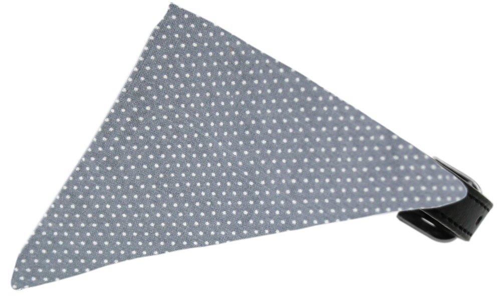 [Australia] - Grey Swiss Dots Bandana Pet Collar Size 14 Black 