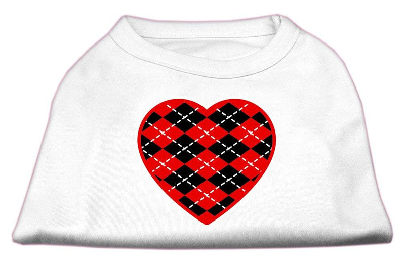 [Australia] - Mirage Pet Products Argyle Heart Red Screen Print Shirt White XS (8) 