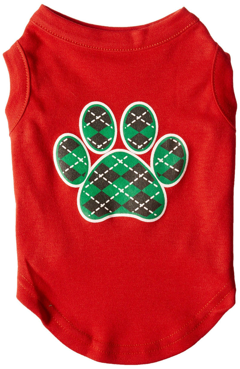 Mirage Pet Products Argyle Paw Green Screen Print Shirt Red Med (12) - PawsPlanet Australia