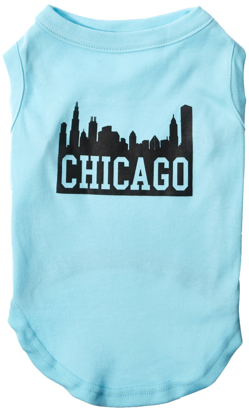 [Australia] - Mirage Pet Products 14-Inch Chicago Skyline Screen Print Shirt for Pets, Large, Aqua 
