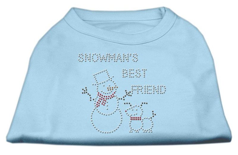 [Australia] - Mirage Pet Products 10-Inch Snowman's Best Friend Rhinestone Print Shirt for Pets, Small, Baby Blue 