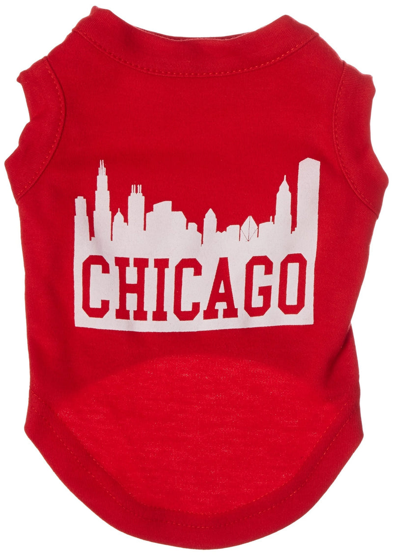 [Australia] - Mirage Pet Products 10-Inch Chicago Skyline Screen Print Shirt for Pets, Small, Red 