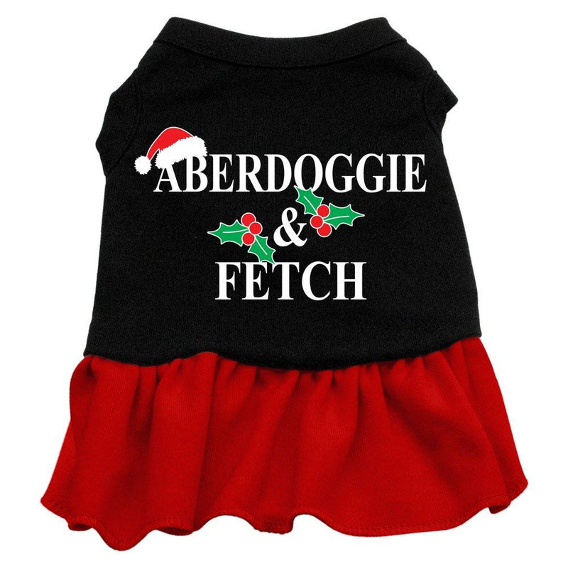 [Australia] - Mirage Pet Products 14-Inch Aberdoggie Christmas Screen Print Dress Large Black with Red 