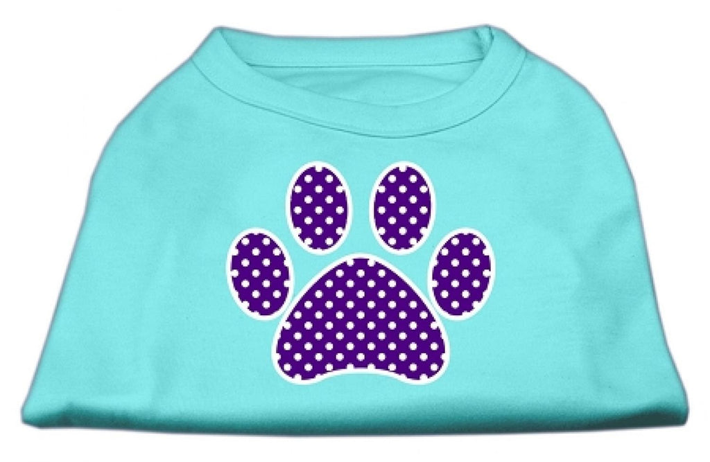 Mirage Pet Products Purple Swiss Dot Paw Screen Print Shirt Aqua Sm (10) Small - PawsPlanet Australia