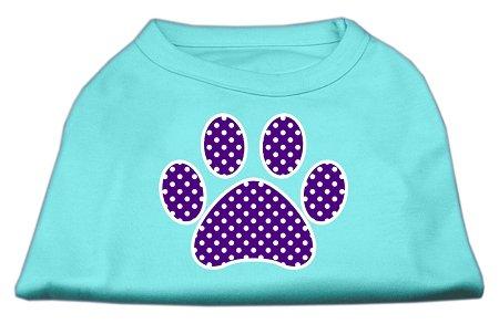 [Australia] - Mirage Pet Products Purple Swiss Dot Paw Screen Print Shirt Aqua XS (8) 