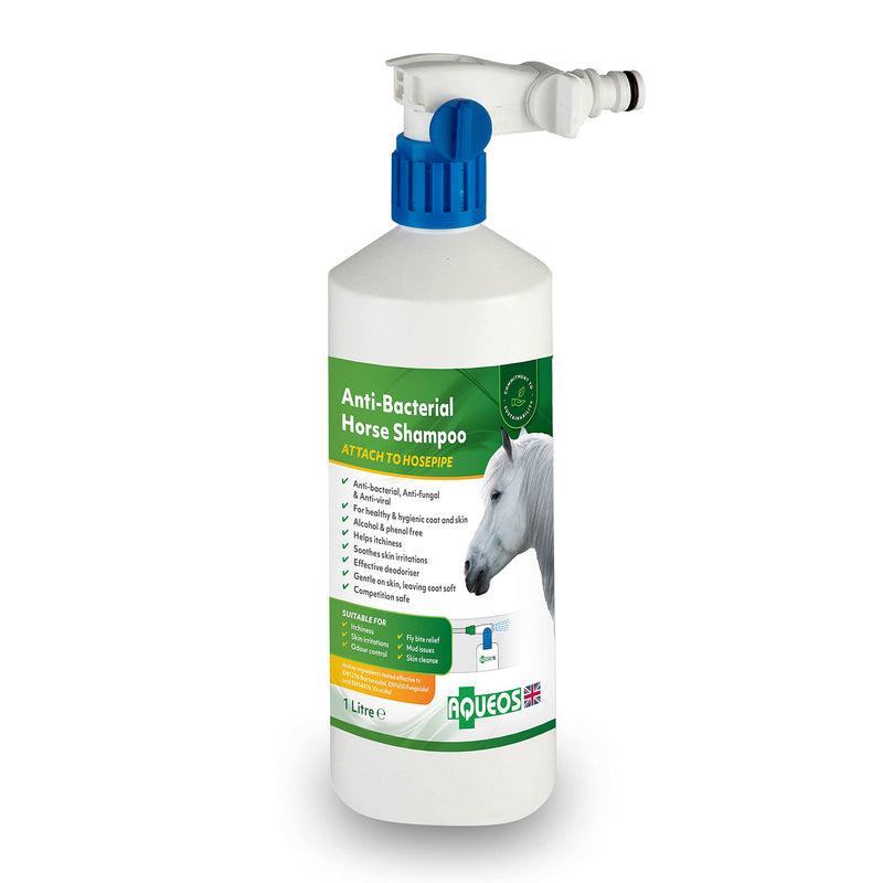 Aqueos Horse Shampoo | Anti-Bacterial / Anti-Fungal / Anti-Viral / Anti-Itch | 1 Litre Soothes, Relieves Itching, Skin Conditions Gentle on Skin 1 l (Pack of 1) - PawsPlanet Australia