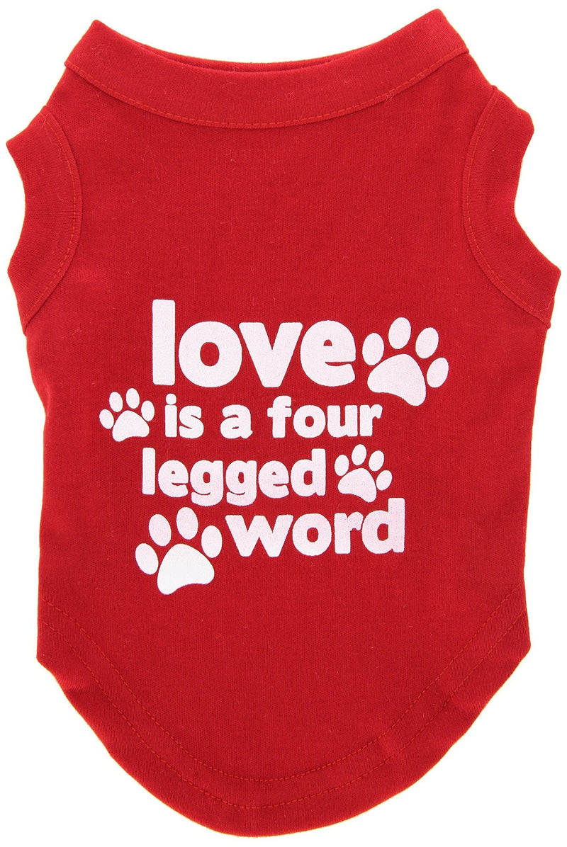 [Australia] - Mirage Pet Products Love is a Four Leg Word Screen Print Shirt Red Sm (10) 