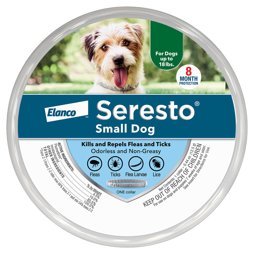 Seresto Flea and Tick Collar for Dogs, 8-Month Flea and Tick Collar for Small Dogs, Up to 18 Pounds 1-Pack Small Dog Only - PawsPlanet Australia