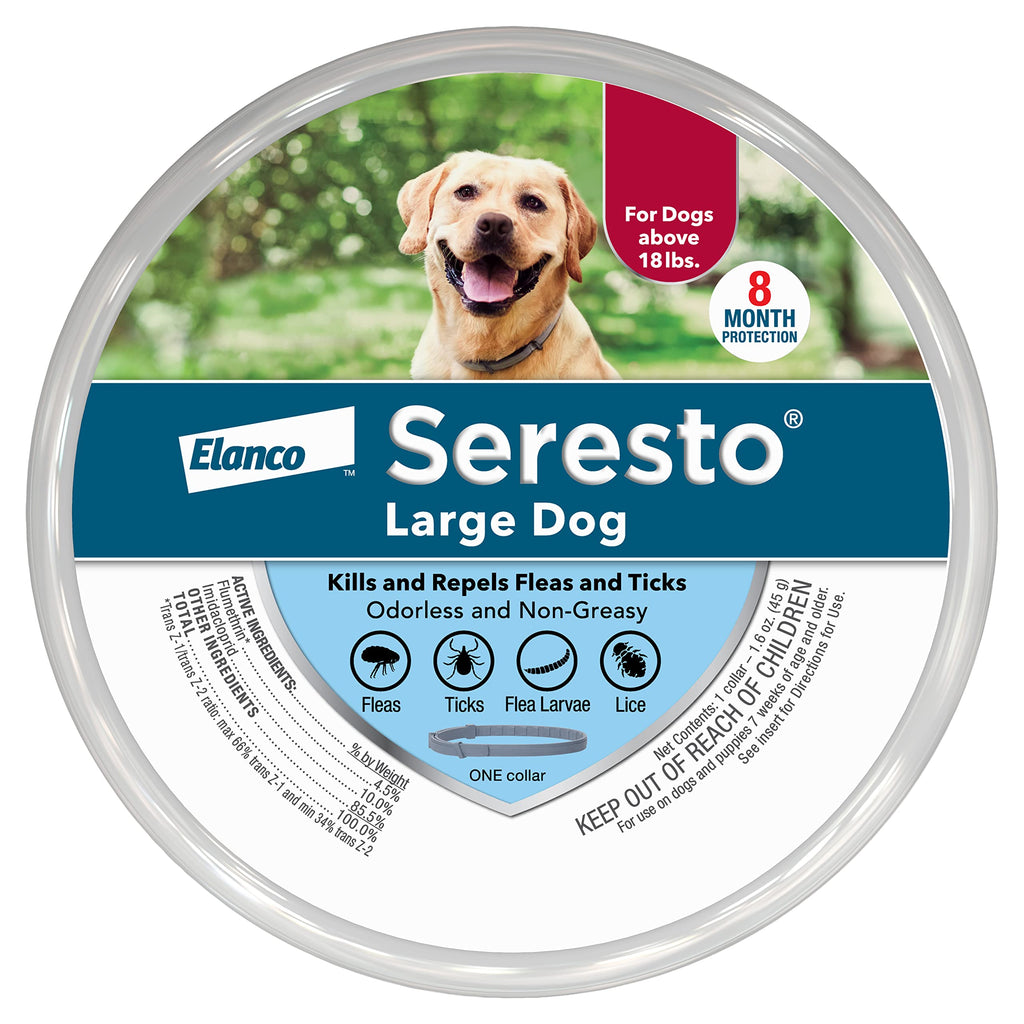 Seresto Flea and Tick Collar for Dogs, 8-Month Flea and Tick Collar for Large Dogs Over 18 Pounds 1-Pack Large Dog Only - PawsPlanet Australia