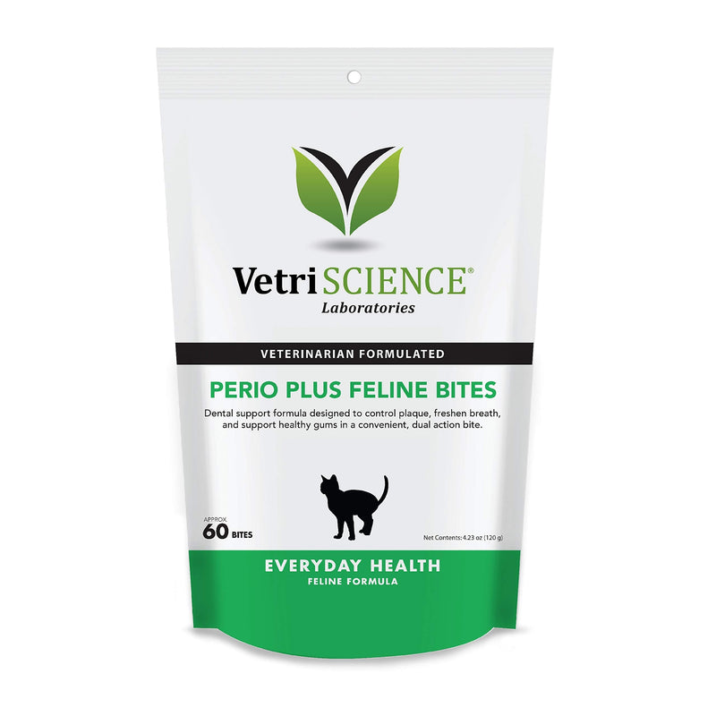 VETRISCIENCE Perio Plus Crunchy Teeth Cleaning Treats for Cats - Fresh Breath and Gums - Plaque Control - Vet Recommended, Green, 60 Chews (090041B.060) - PawsPlanet Australia