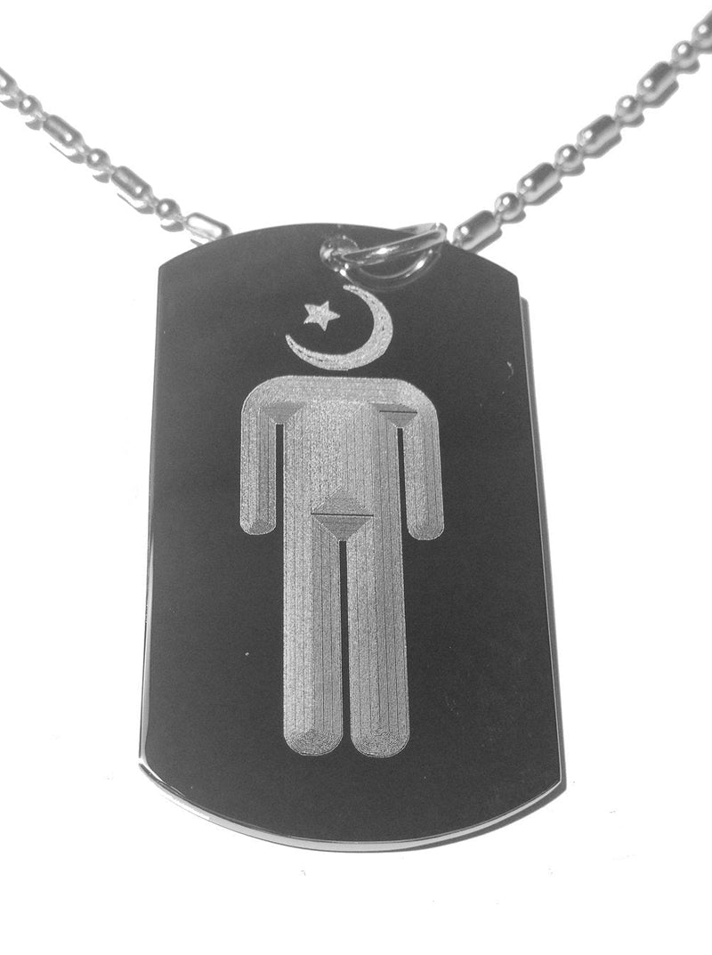 [Australia] - Islam Muslim Star Moon Cresent Person Religion Religous Logo Symbol - Military Dog Tag, Luggage Tag Metal Chain Necklace 