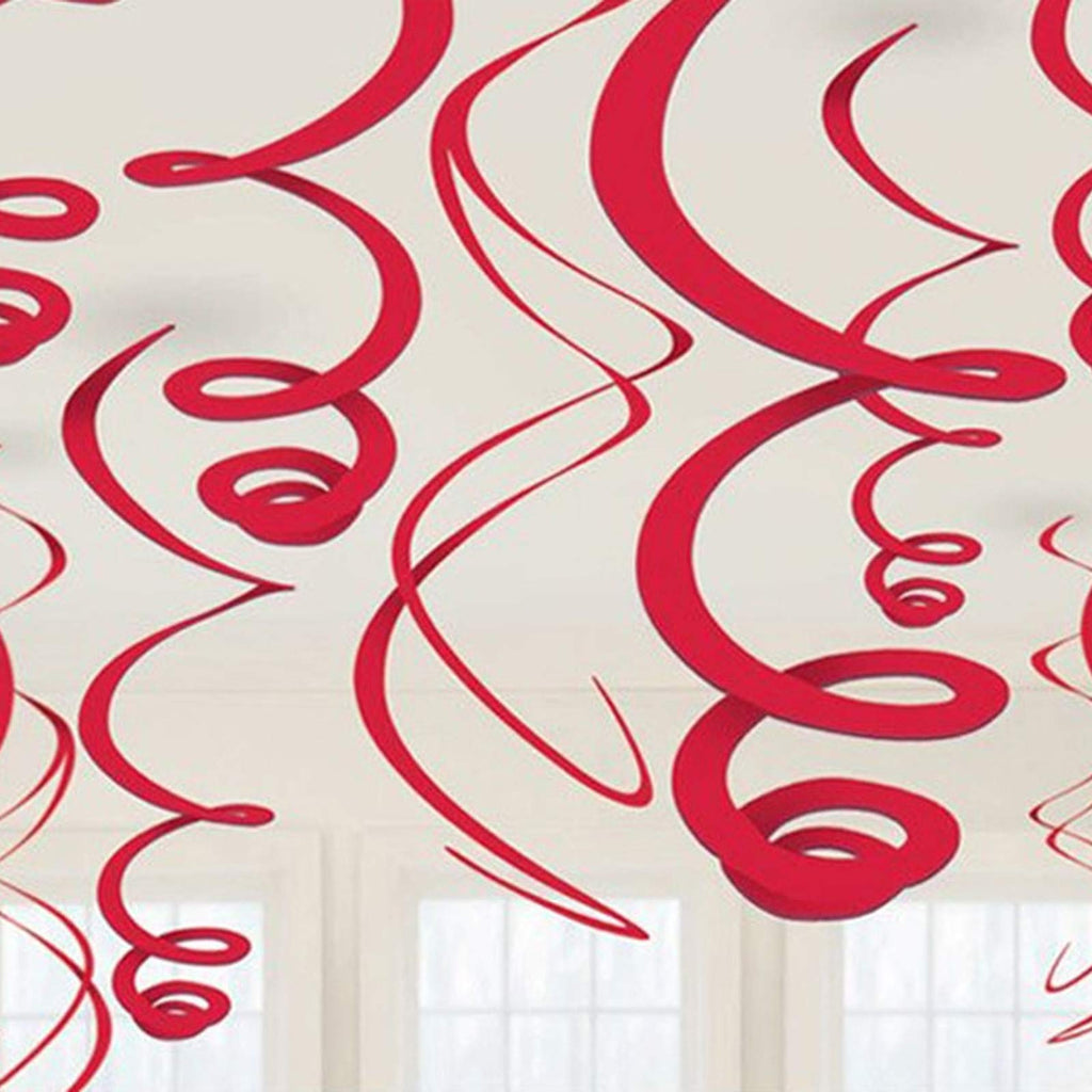 amscan Red Hanging Swirl Decorations (12ct) One Size - PawsPlanet Australia