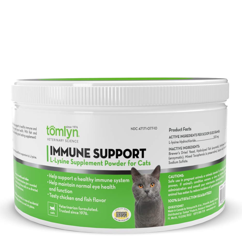Tomlyn Immune Support Daily L-Lysine Supplement, Fish-Flavored Lysine Powder for Cats and Kittens, 3.5oz - PawsPlanet Australia
